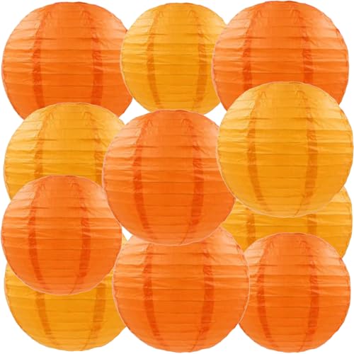 We Moment Zone 12 Stück Papier Lampions Orange Runde Papierlaterne Papier Laterne für Lampenschirm Orange Deko, Geburtstagsfeier,Hochzeitsdekorationen，Gartenparty Deko von We Moment Zone
