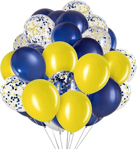 We Moment Zone 12 Zoll Luftballons Marineblau Gelb，Blau Gelb Party Latex Ballons Konfetti Luftballons für Geburtstag Babyparty Graduierung Hochzeit Verlobung Party Deko，50 Stück von We Moment Zone