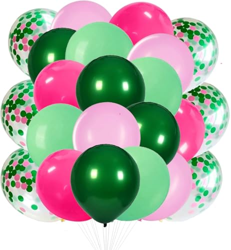 We Moment Zone 12 Zoll Luftballons Rosa und Grün，Rosa Grün Party Latex Ballons Konfetti Luftballons für Geburtstag Babyparty Graduierung Hochzeit Verlobung Party Deko，50 Stück von We Moment Zone