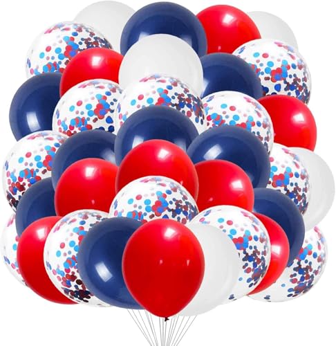We Moment Zone 12 Zoll Luftballons Rot blau weiß，Rot blau weiß Party Latex Ballons Konfetti Luftballons für Geburtstag Babyparty Graduierung Hochzeit Verlobung Party Deko，50 Stück von We Moment Zone
