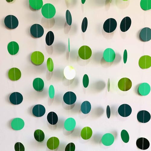 We Moment Zone 52 Ft Grün Glitzer Papier Circle Dots Garland,6 Stücke Hängende Runde Garland für Geburtstag Hochzeit Baby Shower Party Deko von We Moment Zone