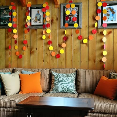 We Moment Zone 52 Ft Rot Orange Gelb Papier Circle Dots Garland,6 Stücke Hängende Runde Garland für Geburtstag Hochzeit Baby Shower Party Deko von We Moment Zone