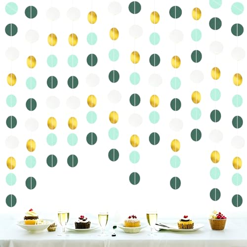 We Moment Zone 52 Ft Salbei Grün Cream und Gold Glitzer Papier Circle Dots Garland,6 Stücke Waldgrüne Hängende Runde Garland für Geburtstag Hochzeit Baby Shower Party Deko We Moment Zone 52 Ft Salbei Grün Cream und Gold Glitzer Papier Circle Dots Garland,6 Stücke Waldgrüne Hängende Runde Garland für Geburtstag Hochzeit Baby Shower Party Deko von We Moment Zone
