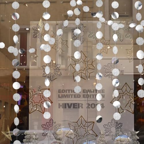 We Moment Zone 52 Ft Silber Glitzer Papier Circle Dots Garland,6 Stücke Hängende Runde Garland für Geburtstag Hochzeit Baby Shower Party Deko We Moment Zone 52 Ft Silber Glitzer Papier Circle Dots Garland,6 Stücke Hängende Runde Garland für Geburtstag Hochzeit Baby Shower Party Deko von We Moment Zone
