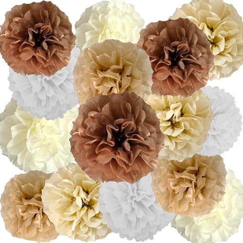 We Moment Zone Boho Hochzeit Deko,15 Stück Braun Creme Papier Pompons,Beige Weiß Pompoms c We Moment Zone Boho Hochzeit Deko,15 Stück Braun Creme Papier Pompons,Beige Weiß Pompoms c von We Moment Zone