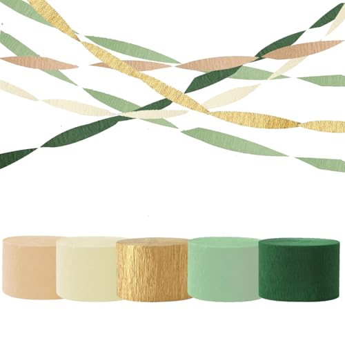 Krepppapier-Luftschlangen in Olivgrün, Khaki, Salbeigrün, Party-Dekorationen, Luftschlangen für Boho-Hochzeit, Babyparty, Party, 5 Rollen Krepppapier-Luftschlangen in Olivgrün, Khaki, Salbeigrün, Party-Dekorationen, Luftschlangen für Boho-Hochzeit, Babyparty, Party, 5 Rollen von We Moment