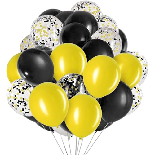 We Moment 30,5 cm gelbe schwarze Luftballons, Konfetti-Latex-Ballon für gelb-schwarze Party-Dekorationen, 50 Stück We Moment 30,5 cm gelbe schwarze Luftballons, Konfetti-Latex-Ballon für gelb-schwarze Party-Dekorationen, 50 Stück von We Moment