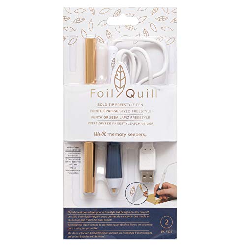 We R Memory Keepers Foil Quill Bold Tip Freestyle Pen, Heißstift mit Fetter Spitze, USB-Anschluss, 1 Folienrolle Gold zum Freihand Zeichnen, Beschriften und gestalten von Deko, Karten und Scrapbooks von We R Memory Keepers