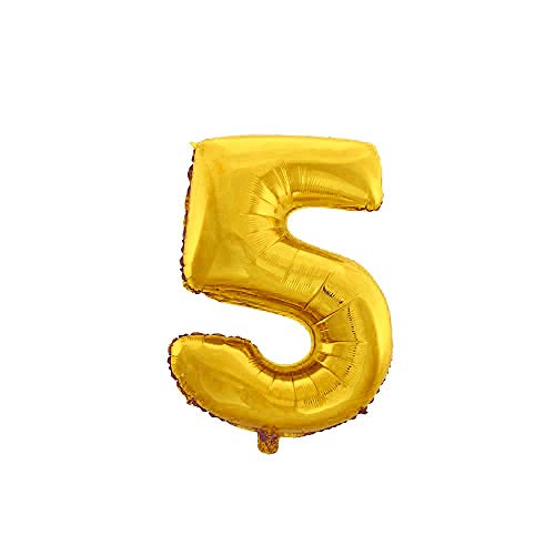 WeAreAwesome Folien-Ballon Luft-Ballon ZIFFER Zahl 5 Gold 60CM XL Aufpusten Geburtstag Hochzeit Party Feier von WeAreAwesome