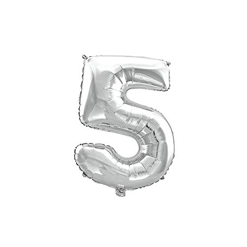 WeAreAwesome Folien-Ballon Luft-Ballon ZIFFER Zahl 5 Silber 60CM XL Aufpusten Geburtstag Hochzeit Party Feier von WeAreAwesome