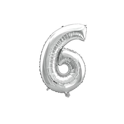 WeAreAwesome Folien-Ballon Luft-Ballon ZIFFER Zahl 6 Silber 60CM XL Aufpusten Geburtstag Hochzeit Party Feier von WeAreAwesome