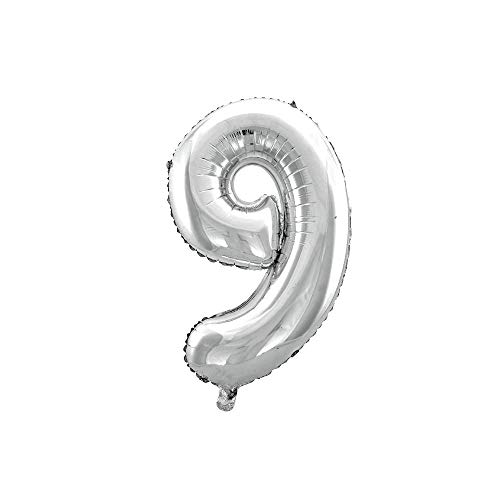 WeAreAwesome Folien-Ballon Luft-Ballon ZIFFER Zahl 9 Silber 60CM XL Aufpusten Geburtstag Hochzeit Party Feier von WeAreAwesome