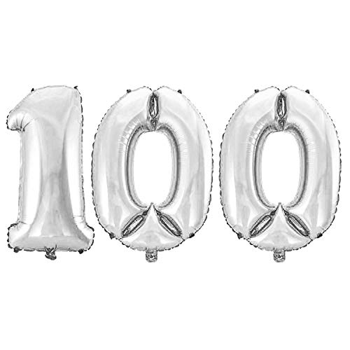 WeAreAwesome Folien-Ballon Luft-Ballon Zahl 100 Silber 60CM XL Aufpusten Geburtstag Jubiläum Jahrestag Feier von WeAreAwesome