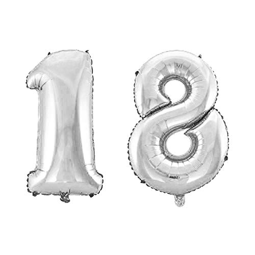 WeAreAwesome Folien-Ballon Luft-Ballon Zahl 18 Silber 60CM XL Aufpusten Geburtstag Jubiläum Jahrestag Feier von WeAreAwesome
