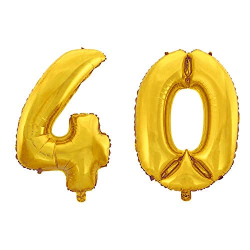 WeAreAwesome Folien-Ballon Luft-Ballon Zahl 40 Gold 60CM XL Aufpusten Geburtstag Jubiläum Jahrestag Feier von WeAreAwesome