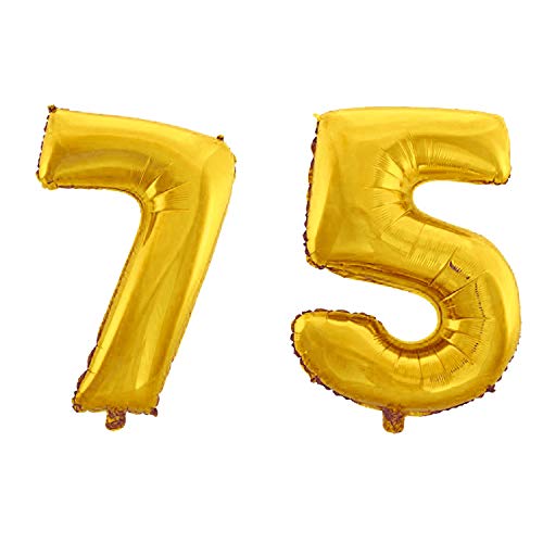 WeAreAwesome Folien-Ballon Luft-Ballon Zahl 75 Gold 60CM XL Aufpusten Geburtstag Jubiläum Jahrestag Feier von WeAreAwesome
