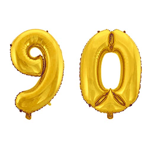 WeAreAwesome Folien-Ballon Luft-Ballon Zahl 90 Gold 80CM XXL Aufpusten Geburtstag Jubiläum Jahrestag Feier von WeAreAwesome