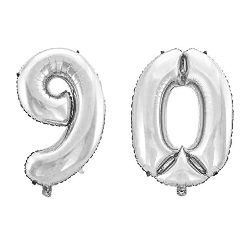 WeAreAwesome Folien-Ballon Luft-Ballon Zahl 90 Silber 60CM XL Aufpusten Geburtstag Jubiläum Jahrestag Feier von WeAreAwesome