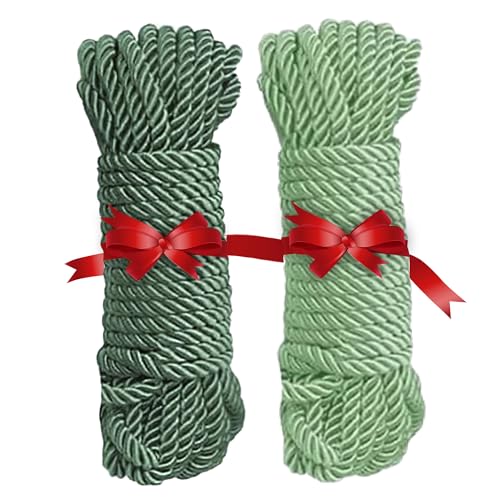 2 Stück mit 9,8 m Durchmesser 8 mm Nylonseil, solide geflochtene gedrehte Seile, 10 m langlebig und starke Allzweckschnur, Seilschnur (dunkle und hellgrüne Seile), St. Patrick's Day Dekoration von WeGo