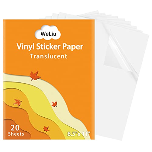 Bedruckbares Vinyl-Aufkleberpapier für Ihren Tintenstrahldrucker, 21,6 x 27,9 cm, 20 Blatt, durchscheinend, wasserfest, wasserfest, trocknet schnell und hält Tinte schön Bedruckbares Vinyl-Aufkleberpapier für Ihren Tintenstrahldrucker, 21,6 x 27,9 cm, 20 Blatt, durchscheinend, wasserfest, wasserfest, trocknet schnell und hält Tinte schön von WeLiu