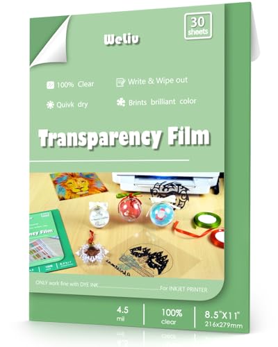 WeLiu Transparency-Folie für Tintenstrahldrucker, 8,5x11", 100% klar WeLiu Transparency-Folie für Tintenstrahldrucker, 8,5x11", 100% klar von WeLiu