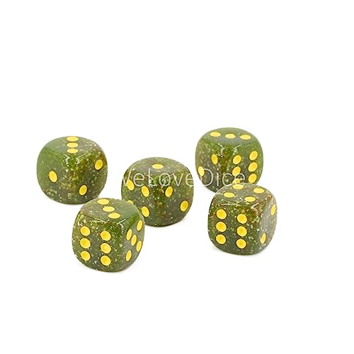 W6 Würfel (16mm) in grün Weiss/gelbe Punkte - Made in Germany - WeLoveBeads - 5 Stück von WeLoveDice