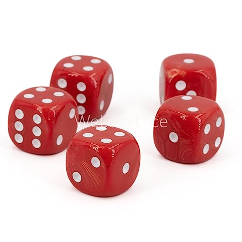 W6 Würfel (16mm) in rot/Weisse Punkte - Made in Germany - WeLoveBeads - 5 Stück von WeLoveDice