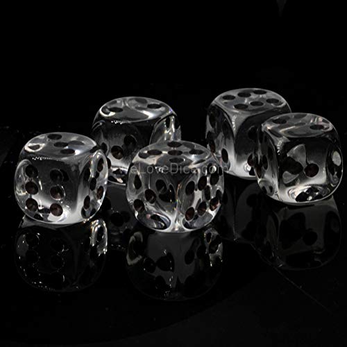 WeLoveBeads 12mm W6 Würfel glasklar transparent/schwarz - Made in Germany! - 10Stk von WeLoveDice