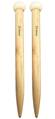 Weabetfu Große Bambus-Stricknadel, gerade, einspitzig, dicke Stricknadeln, 25,4 cm Länge, Jumbo-Stricknadeln für riesiges grobes Garn, handgefertigtes Stricken, US-Größe 50 (25 mm) von Weabetfu