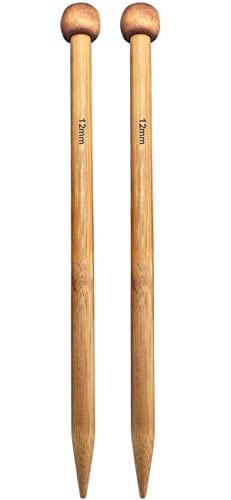 Weabetfu Große Bambus-Stricknadel, gerade, einspitzig, dicke Stricknadeln, 35,1 cm Länge, Jumbo-Stricknadeln für riesiges grobes Garn, handgemachtes Stricken, US-Größe 17 (12 mm) von Weabetfu