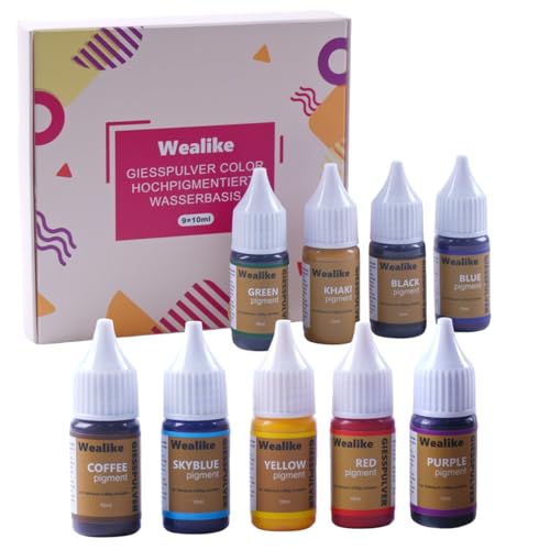 Wealike Pigment auf Wasserbasis 10ml x 9 Set Farbpigmente für Gießpulver Wealike Pigment auf Wasserbasis 10ml x 9 Set Farbpigmente für Gießpulver von Wealike