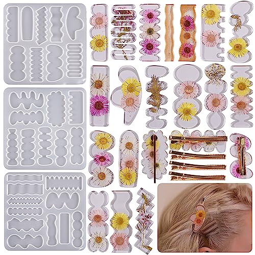 Harz-Formen für Haarnadeln, Anhänger, 29 Stile mit 30 Clips, Silikonformen, Epoxidharz für Haarnadeln, Schmuck, Haarnadeln, Haarspangen, DIY, Kunst, Handwerk, 3 Stück Harz-Formen für Haarnadeln, Anhänger, 29 Stile mit 30 Clips, Silikonformen, Epoxidharz für Haarnadeln, Schmuck, Haarnadeln, Haarspangen, DIY, Kunst, Handwerk, 3 Stück von WeareResin