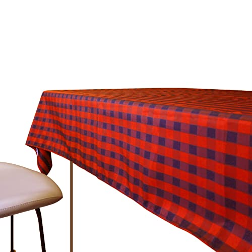 Weavric Karierte rechteckige Tischdecke, 132 x 290 cm, waschbar Falten Fleck frei Gingham Leinen für Buffet Tisch, Picknick im Freien, Hotel, Restaurant, Party, Urlaub, Weihnachten, rot und schwarz von Weavric