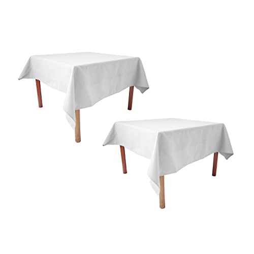 Weavric Quadratische Tischdecke, 132 x 132 cm, waschbar, weiß, Polyester, Tischdecke für Buffet, Küche, Abendessen, Hochzeit, 2 Stück von Weavric