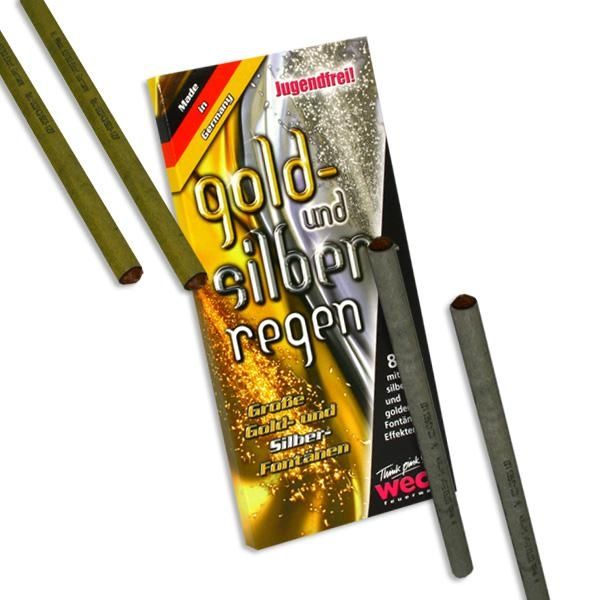 Gold und Silberregen,8er, Sprüh-Fontänen, Silberhochzeit, Goldene Hochzeit, Birthday von Weco