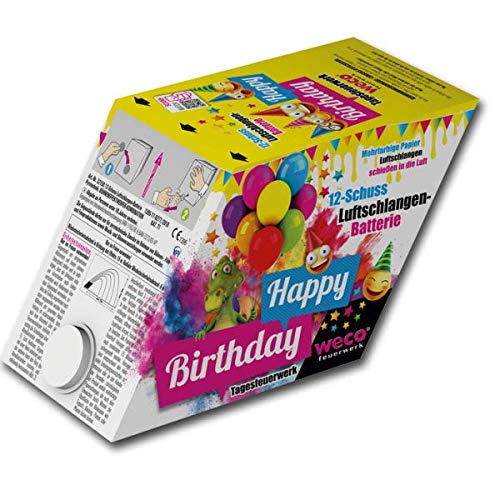 Happy Birthday Tagesfeuerwerks-Batterie mit bunten Luftschlangen Happy Birthday Tagesfeuerwerks-Batterie mit bunten Luftschlangen von WECO
