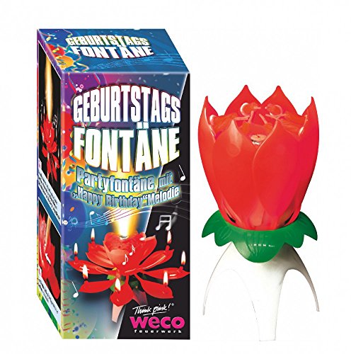 Weco Geburtstagsfontäne Blume mit Musik + GRATIS Effektbrille Happy Birthday von Weco
