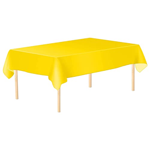 Gelbe Kunststoff-Tischdecke, 137 x 183 cm, rechteckige Party-Tischdecke, Einweg-Tischdecken für drinnen oder draußen, Geburtstag, Weihnachten, Hochzeiten, Party-Dekorationen, 4 Stück von WedDecor