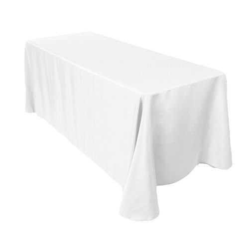 WedDecor Rechteckige Tischdecke aus Baumwolle und Polyester, strapazierfähiger Stoff, für Hochzeitsdekorationen, Abendessen, Geburtstage, Jubiläen, Partys, 70 x 126 Zoll, weiß, 5 Stück von WedDecor
