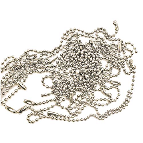 WedDecor 100 X 20cm Metall Gold Perlenbesetzt Kugelkette Tags Schnürsenkel mit Passenden Verbinder Verschluss für die Herstellung Schlüsselanhänger, Designer Tuch, Schmuck, Verzierung - Silbern, 10CM von WedDecor