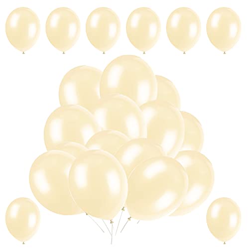 WedDecor 100pcs Elfenbein Latex Ballon 10" Groß Helium Grad Luftballons Geburtstags Ballons für Kinder Party Jubiläum, Hochzeitsdekoration Ereignis Vorräte Zubehör von WedDecor