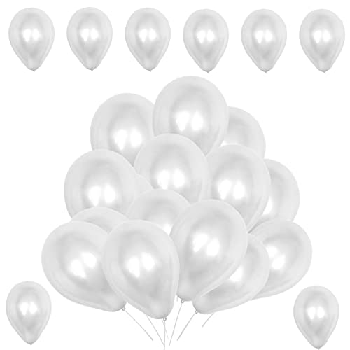 WedDecor 100pcs Weiß Latex Ballon 10" Groß Helium Grad Luftballons Geburtstags Ballons für Kinder Party Jubiläum, Hochzeitsdekoration Ereignis Vorräte Zubehör von WedDecor