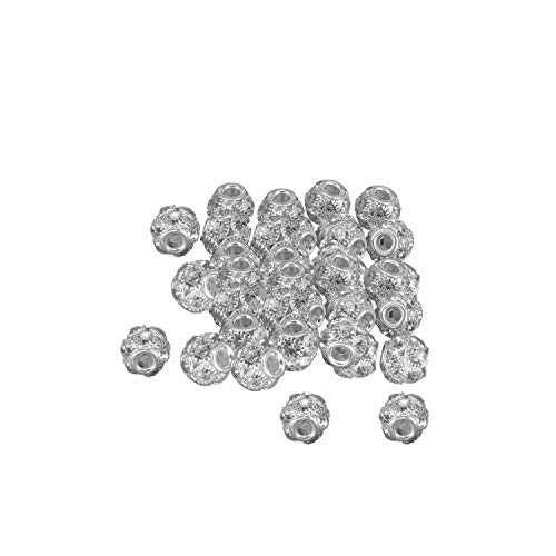 WedDecor 10mm Silber Transparente Strass Diamanten Perlen Rondell Abstand Schmuck für Halskette,Hand Basteln,Armband, Stoff Arbeit, Lederwaren (10er Pack) - 6mm, 10 von WedDecor