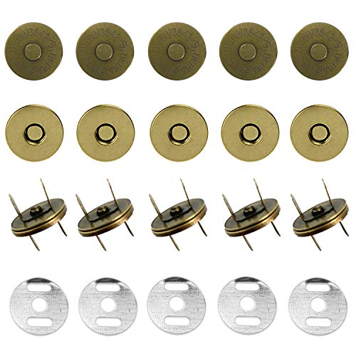 WedDecor 14 mm Bronze Magnetverschlüsse Geldbörse Doppelnietverschlüsse mit 2 Metallunterlegscheiben Runde Verschlüsse Nieten Knopf für Geldbörse, Handwerk, Tasche und Kleidung, 10 Stück von WedDecor