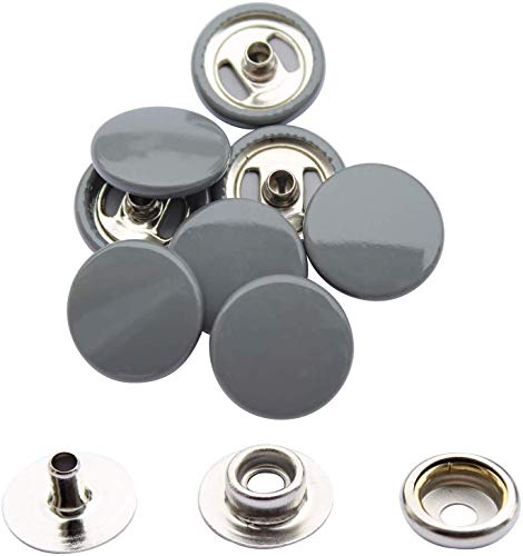 WedDecor 15mm Beige Snap Verbindungen 4 Teile Druckknöpfe Nahtfreies Knöpfe für Lederhandwerk, Nähen, Jacken, Hemden, Stoff Reparatur DIY Projekte, 100pcs - grau, 15mm von WedDecor