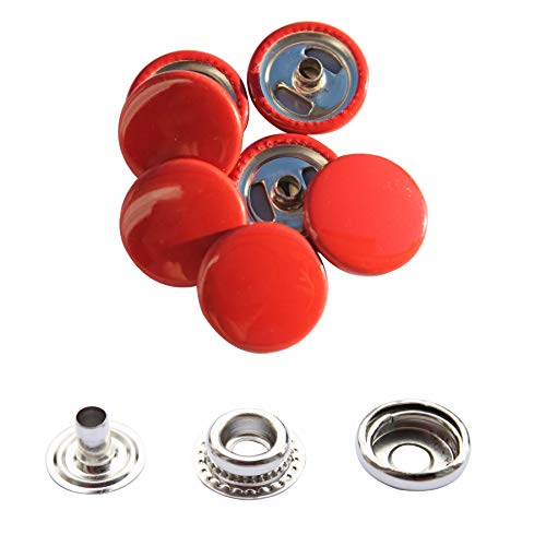 WedDecor 15mm Glänzend Marineblau Snap Verbindungen Groß 4 Teile Druckknöpfe Nahtfreies Knöpfe für Lederhandwerk, Nähen, Jacken, Hemden, Stoff Reparatur DIY Projekte - Rot, 15mm von WedDecor