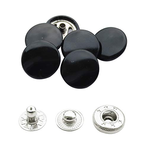 WedDecor 15mm Snap Verbindungen Groß 4 Teile Druckknöpfe Nahtfreies Knöpfe für Lederhandwerk, Nähen, Jacken, Hemden, Stoff Reparatur DIY Projekte, 10pcs - Glänzend Schwarz, 10pcs von WedDecor