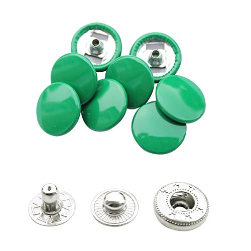 WedDecor 15mm Snap Verbindungen Groß 4 Teile Druckknöpfe Nahtfreies Knöpfe für Lederhandwerk, Nähen, Jacken, Hemden, Stoff Reparatur DIY Projekte, 10pcs - Grün, 10pcs von WedDecor