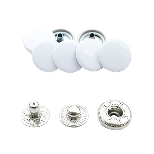 WedDecor 15mm Snap Verbindungen Groß 4 Teile Druckknöpfe Nahtfreies Knöpfe für Lederhandwerk, Nähen, Jacken, Hemden, Stoff Reparatur DIY Projekte, 10pcs - Weiß, 100pcs von WedDecor