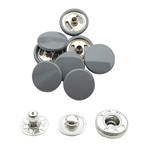 WedDecor 15mm Snap Verbindungen Groß 4 Teile Druckknöpfe Nahtfreies Knöpfe für Lederhandwerk, Nähen, Jacken, Hemden, Stoff Reparatur DIY Projekte, 10pcs - grau, 10pcs von WedDecor